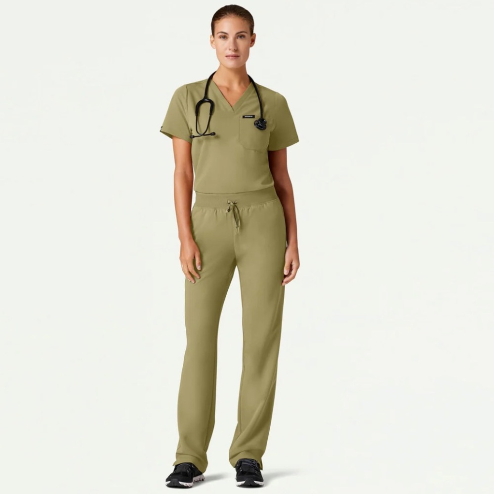 🌿Jaanuu XXS top/XXS Petite pants scrub set - Ceramic Khaki